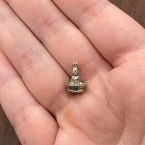 Vintage 925 Sterling Silver Baby in Bath Tub Small Petite Pendant Bracelet Charm